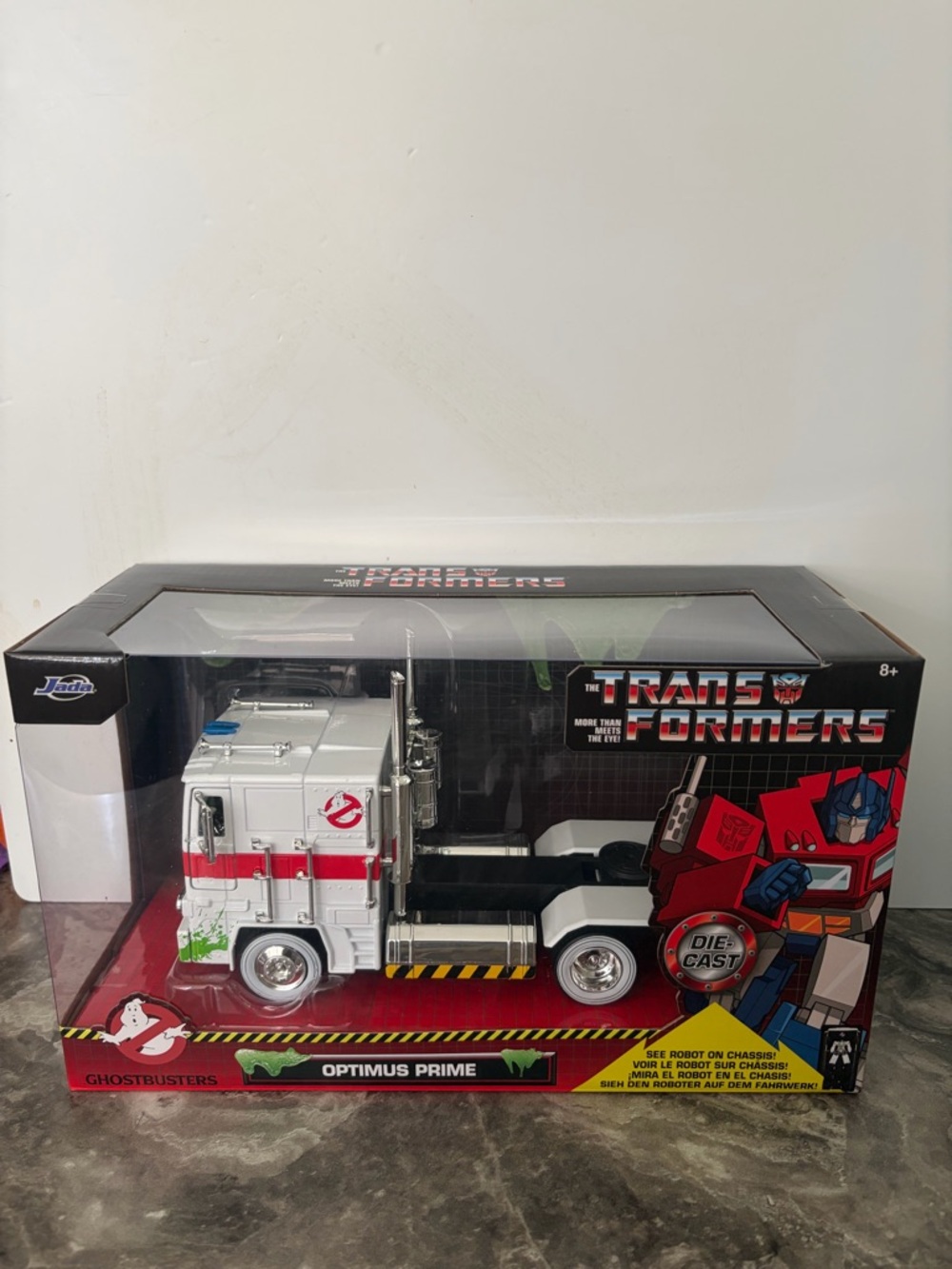 Transformers Optimus Prime Ghostbusters Edition Toy Truck - White & Red
